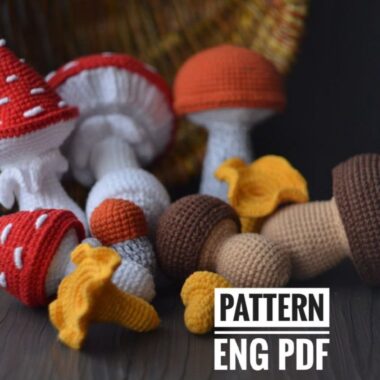 Mushroom Set, English Crochet Pattern PDF